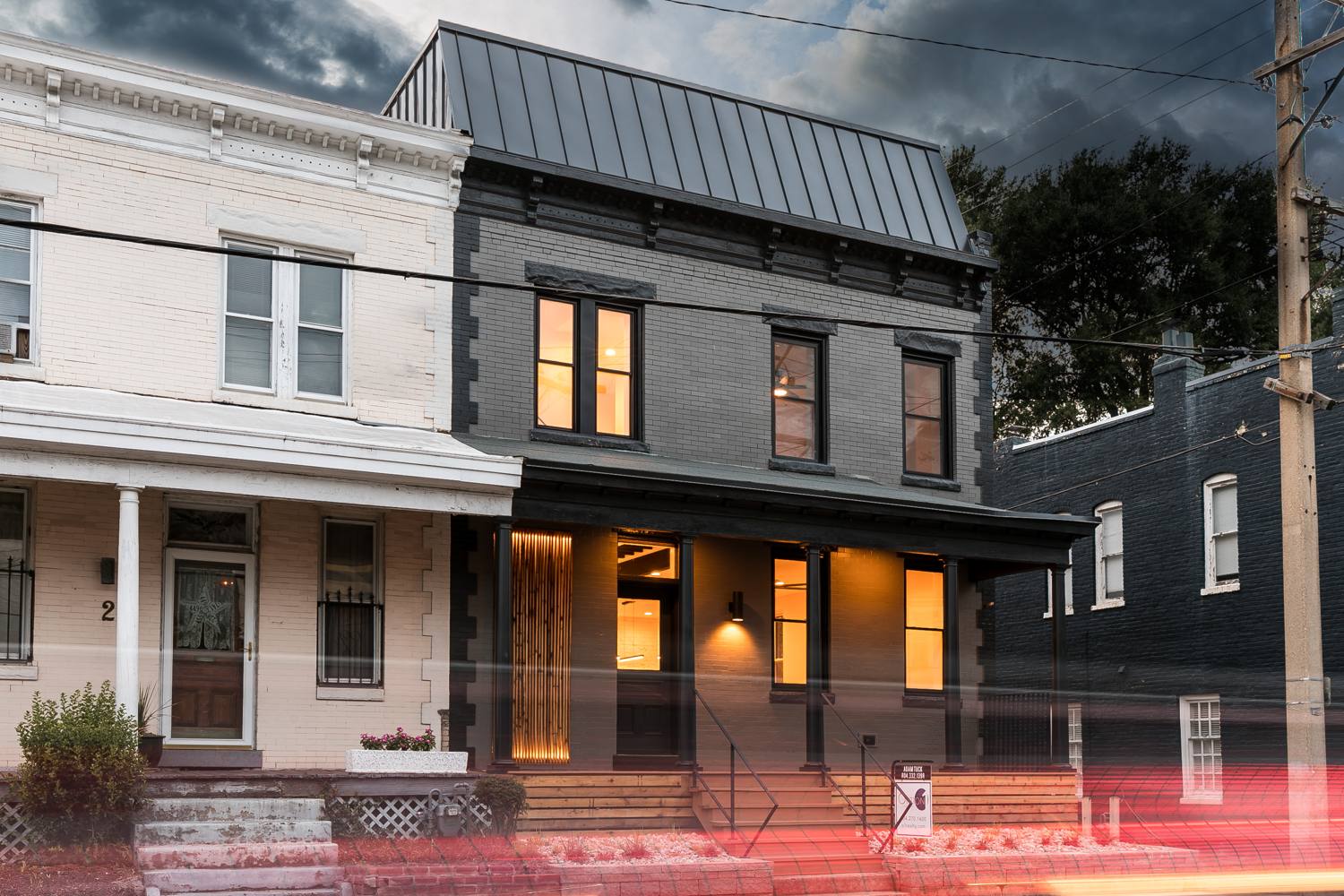 North Robinson Street remodel at twilight